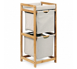 Regál 2 zásuvky, lakovaný bambus a látka