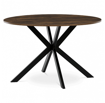 Stůl jídelní kulatý, 120x120x75,5 cm, MDF staré dřevo, černé kovové nohy Stůl jídelní kulatý, 120x120x75,5 cm, MDF staré dřevo, černé kovové nohy