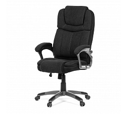 Kancelárska stolička, čierna látka, sivý plastový kríž, kolieska na tvrdé podlahy