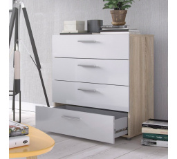 Komoda PEDRO 505, Dub/Biely lesk