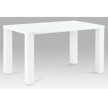 Jedálenský stôl 135x80x76 cm, biely vysoký lesk