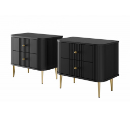 Sada nočných stolíkov Vesper 56 cm - čierna / zlaté nohy