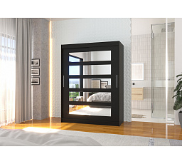 Posuvná skriňa so zrkadlom MURANI 150 Čierna+Čierna