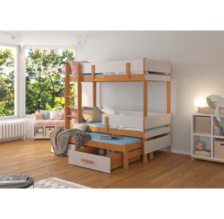 Trojposchodová posteľ s matracmi ETAPO 200x90 Alder+Gray Trojposchodová posteľ s matracmi ETAPO 200x90 Alder+Gray