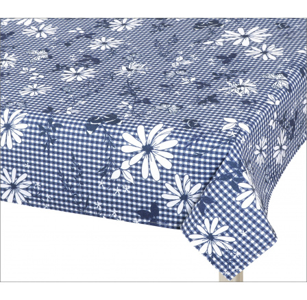 Obrus modrá kocka s kvetom