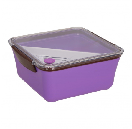 Lunch box rozdelený s vidličkou 2,6l fialový