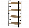 Regál, 4 police, dekor dub, MDF, čierny lak