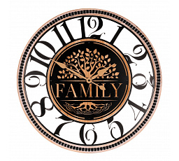 Hodiny nástěnné - pr. 60 cm, dřevo a kov, strom života "Family"