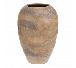Váza keramická - výška 33 cm, zaoblená, béžovo-šedá