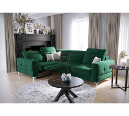 Rohová sedacia súprava MALIBU, relax s funkciou spania 185x250 cm - zelená, ľavá