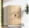 Kovová skriňa policová Eco Design KEVIN, 900 x 1400 x 400 mm, Biela/ dub sonoma