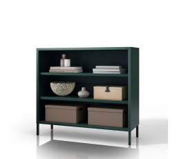 Nízky kovový regál fľaškovozelený Moderný LUCA, 1000 x 900 x 350 mm