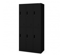 Kovová šatní skriňa Čierna so 6 boxmi IGOR, 900 x 1850 x 450 mm