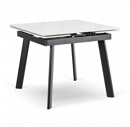 Stôl LARES Keramický Rozkladací 90-150 cm Biely Mramor/Čierny Stôl LARES Keramický Rozkladací 90-150 cm Biely Mramor/Čierny