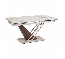 Rozkladací obdĺžnikový stôl REX 160–220 cm kašmírový mramor/orech