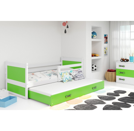 Posteľ s prístelkou Riky II 90x200 biela/zelená