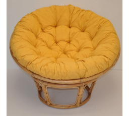 Ratanový papasan 115 cm medový - vankúš žltý