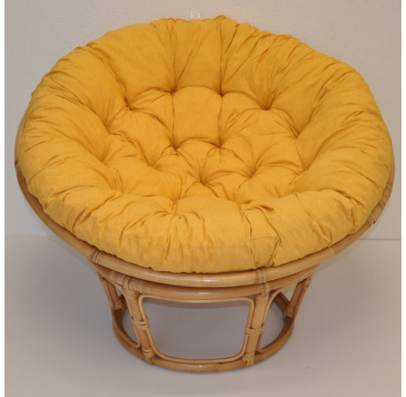 Ratanový papasan 115 cm medový - vankúš žltý