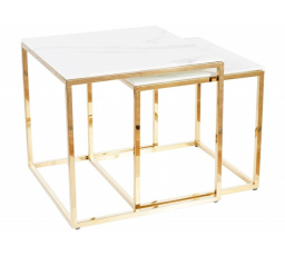 Konferenčný stôl GLORIA, biely s mramorovým efektom/zlatý