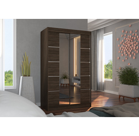 Posuvná skriňa so zrkadlom GENUA 120 Choco+Choco
