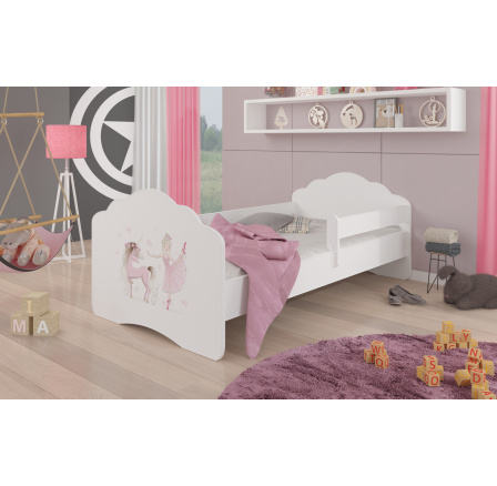 Posteľ s matracom a zábranou CASIMO BALLERINA S JEDNOROŽCOM 140x70 Biela Posteľ s matracom a zábranou CASIMO BALLERINA S JEDNOROŽCOM 140x70 Biela