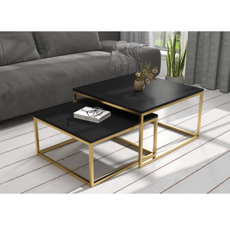 Konferenčný stolík 2v1 KAMA Zlatý+Čierny