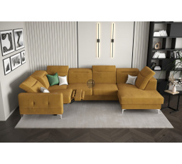 Rohová sedacia súprava MALIBU MAX II s funkciou spania a relaxácie 180x350x182 cm - žltá, ľavá strana