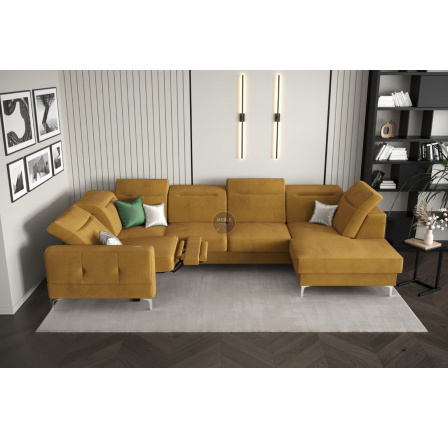 Rohová sedacia súprava MALIBU MAX II s funkciou spania a relaxácie 180x350x182 cm - žltá, ľavá strana Rohová sedacia súprava MALIBU MAX II s funkciou spania a relaxácie 180x350x182 cm - žltá, ľavá strana