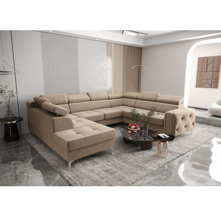 Rohová sedacia súprava ORION MAX I s funkciou spania 225X350X255 cm - béžová, pravá Rohová sedacia súprava ORION MAX I s funkciou spania 225X350X255 cm - béžová, pravá