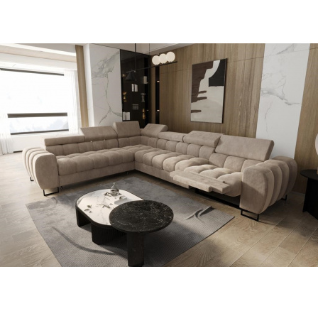 Rohová sedacia súprava ASPEN MAX, relax priemer 30x260 cm - béžová, ľavá
