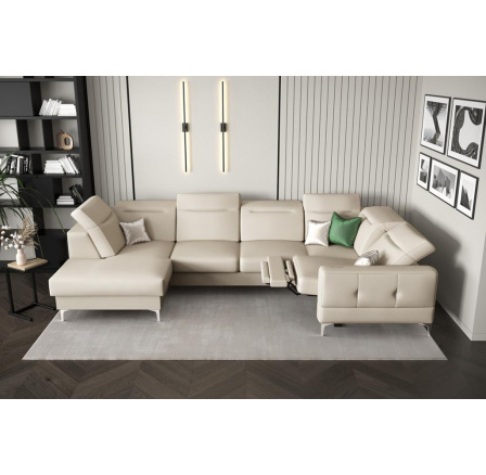 Rohová sedacia súprava MALIBU MAX II, relax 180x350x182 cm prírodná koža - Koža ecru, Pravá strana Rohová sedacia súprava MALIBU MAX II, relax 180x350x182 cm prírodná koža - Koža ecru, Pravá strana