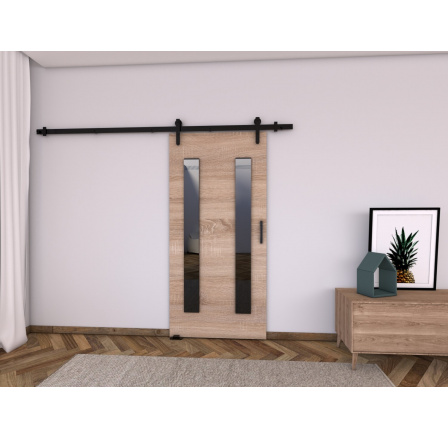 Posuvné dvere LOFT H80, Sonoma/čierna Posuvné dvere LOFT H80, Sonoma/čierna