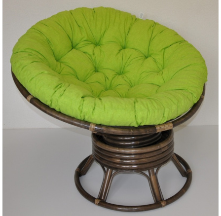 Ratanový papasan hojdací hnedý poduška svetlozelený melír