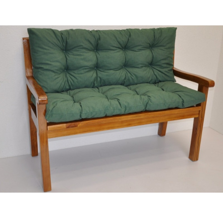 Lavička teaková 150 cm polster tmavo zelený melír