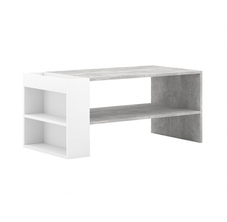 Konferenčný stôl ALMOND, biely matný/šedý betónový efekt