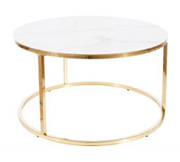 Konferenčný stôl SABINE, biely s mramorovým efektom/zlatý