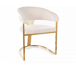 Jedálenská stolička CROWN VELVET, Svetlo Béžový Bluvel 22/Zlatá