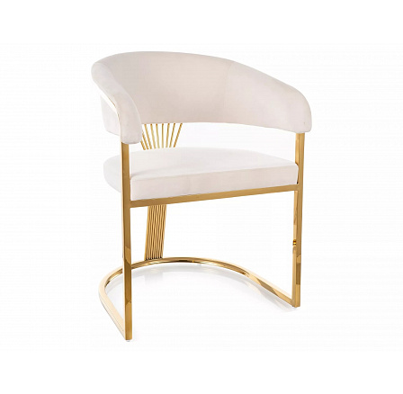 Jedálenská stolička CROWN VELVET, Svetlo Béžový Bluvel 22/Zlatá