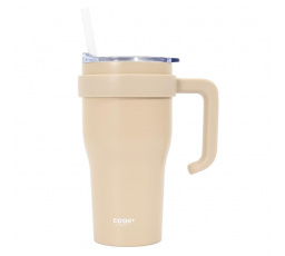 Termohrnček s uchom a slamkou Miami 600ml béžový