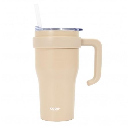 Termohrnček s uchom a slamkou Miami 600ml béžový