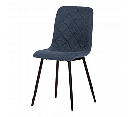 Jedálenská stolička, modrá látka, čierne kovové nohy