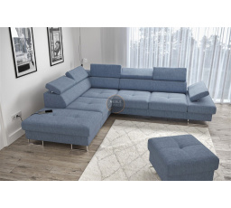 Rohová sedacia súprava GALAXY s funkciou spania 225x280 - modrá, ľavá