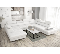 Rohová sedacia súprava GALAXY MAX I s funkciou spania 280x350x225 - biela eko koža, pravá
