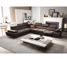 Rohová sedacia súprava s funkciou spania a relaxácie GALAXY MAX 350x280 cm - hnedá, ľavá