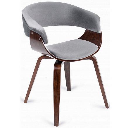 Stolička GARY Zamatová Sivá/Orech