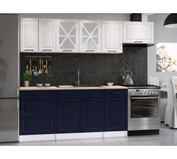 Kuchynská linka Magda 240/180 biela/tmavá.modrá MAT