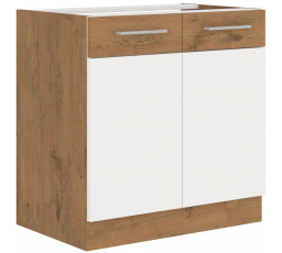 Kuchynská dolná skrinka VEGA 80D2F, Dub lancelot/Biely lesk