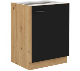 Kuchynská dolná skrinka MOLLY 60 D 1F BB, Čierna/Dub artisan