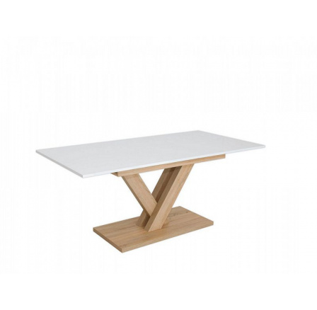 Jedálenský stôl VALERIAN, dub sonoma/biely lesk