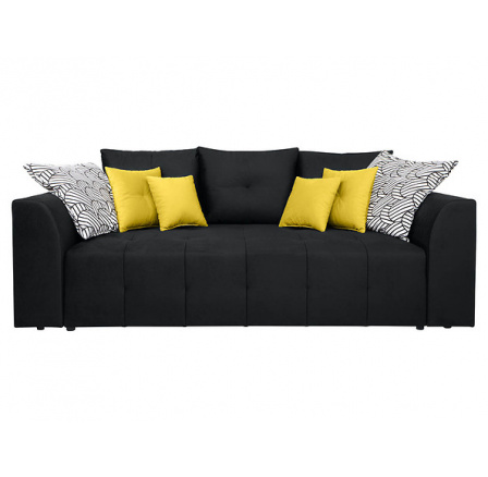 Pohovka ROYAL IV MEGA LUX 3DL - Bella 428 žltá/Print patio 01 biela čierna/Solar 99 čierna 